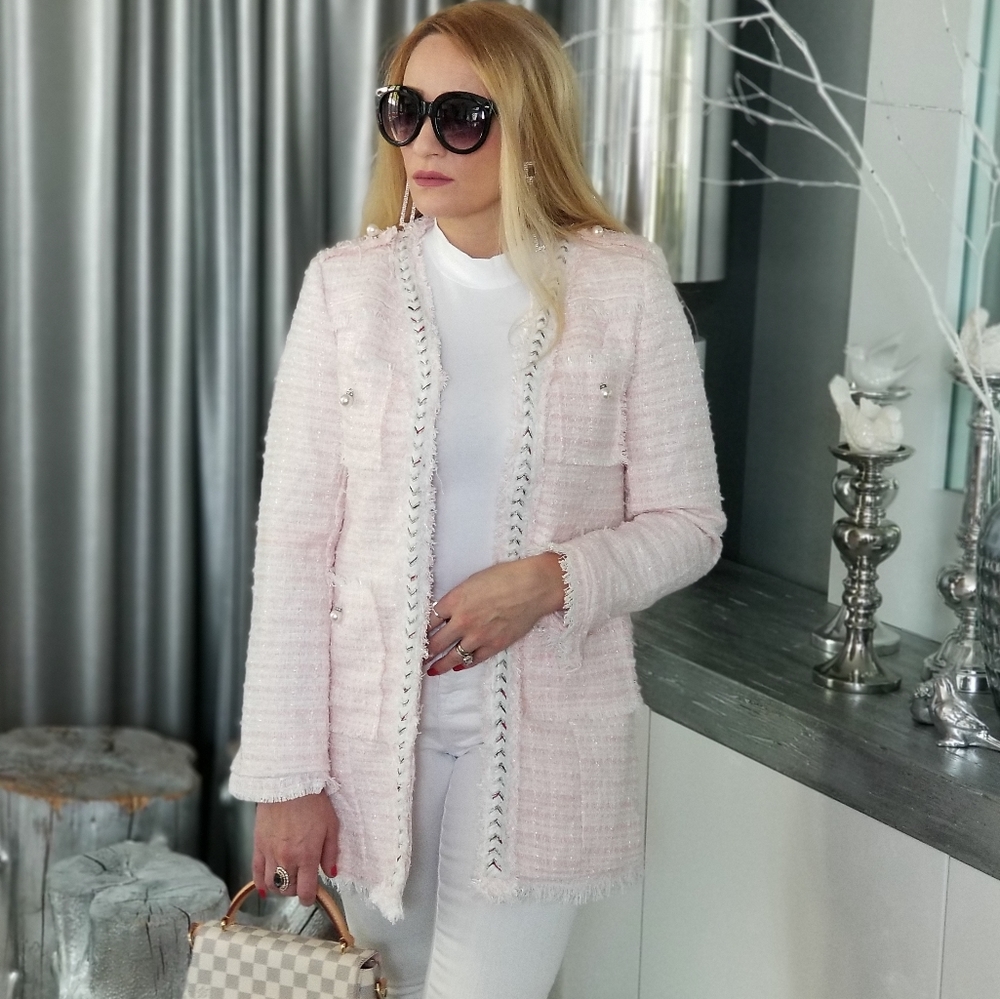 PINK TWEED BLAZER JACKET - Picture 9 of 9